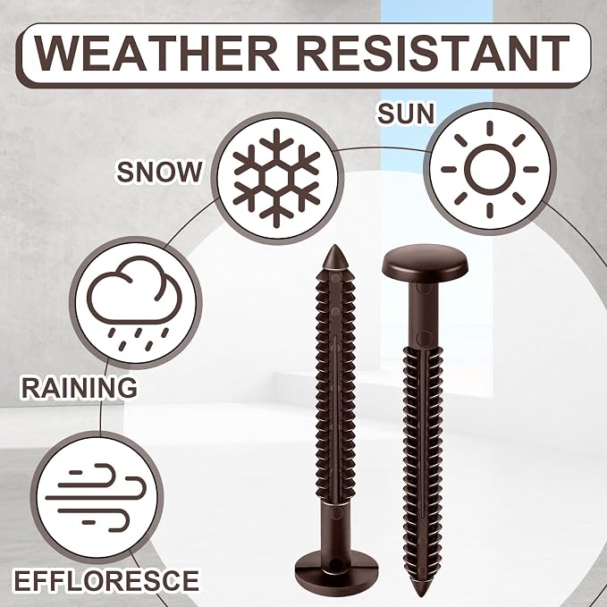 Blulu 60 Pcs 3 Inch Vinyl Shutter Fastener Window Panel Peg Lok Pin Pegs Screws Shutter Spikes Anchor (Federal Brown)
