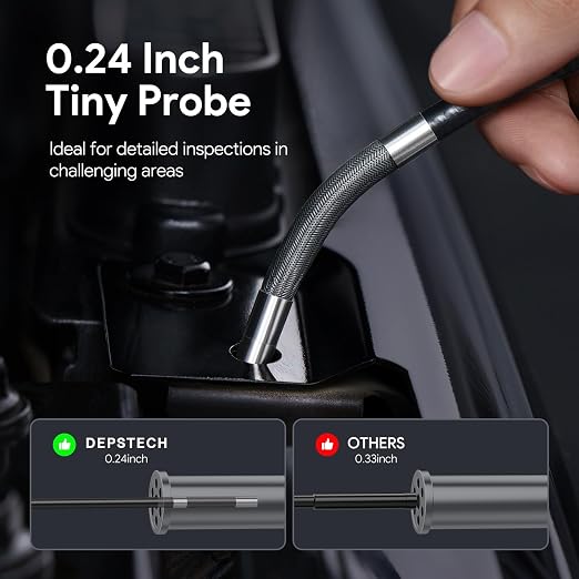 DEPSTECH DS650 210° Two-Way Articulating Borescope Tool, Industrial Endoscope Camera with Lights, 0.24in Slim Probe, DS700SE 7'' IPS Endoscope Camera with Lights, 1080P Triple-Lens Digital Borescope