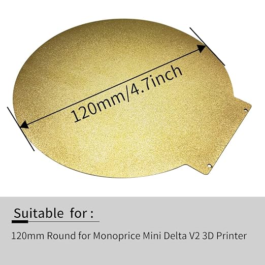 Round 120mm in Diameter Flexible Spring Steel Platform Magnetic Build Plate【Textured Double Sided PEI Sheet】for Monoprice Mini Delta v2 3D Printer