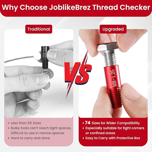 Thread Checker, 74pcs Nut and Bolt Thread Checker, 39 Inch & 35 Metric Box Set Thread Gauge, Thread Checker Standard and Metric Suitable for Size Checker of Bolts or Nuts in Narrow Areas