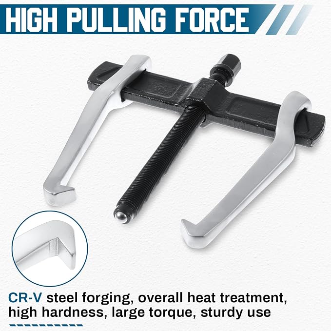 MorningRo 4 Pcs 2 Jaw Gear Puller Set, 3'' 4'' 6'' 8'' CR-V Steel Bearing Pulley Puller Tool Adjustable, Internal External for Removal of Pulleys Flywheels Bearings & Gears