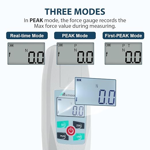 500N Digital Force Gauge Push Pull Meter Portable KF-500N | Multi Units N LB Kg Oz Storage Case Auto Backlit LCD Auto Power Off for Compression Tensile Destructive Test