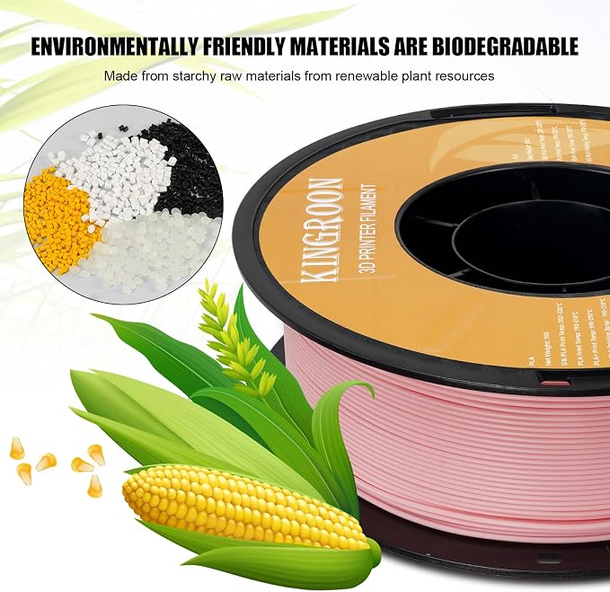 Kingroon High Speed PLA 3D Printer Filament 1.75mm, 3D Printer Rapid Filament for 30-600mm/s Hyper Printing Filament, Dimensional Accuracy +/- 0.03 mm, 1kg Plastic Spool(2.2lbs) (Pink)