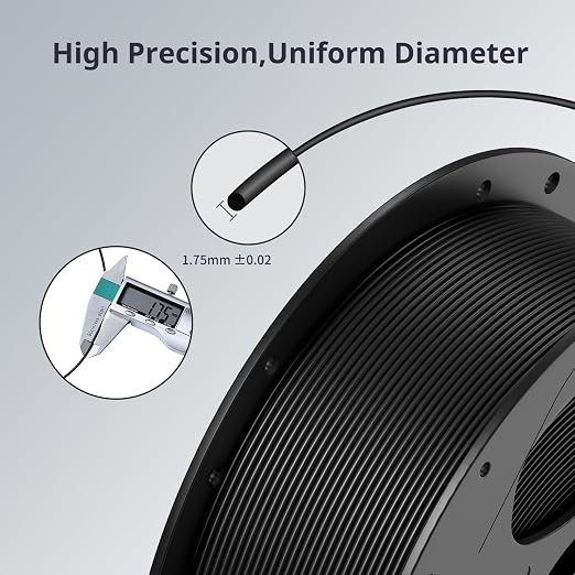 ANYCUBIC 3D Printer Filament PLA Bundle, PLA Filament 1.75mm Dimensional Accuracy +/- 0.02mm, 1KG Reusable Spool, 2KG Black