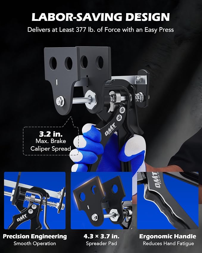 Orion Motor Tech Single Dual Quad Piston Brake Caliper Compressor, Brake Piston Compressor Tool Set for Brake Pad Replacement, Disc Brake Caliper Tool Compatible with Most Cars & Trucks, Black