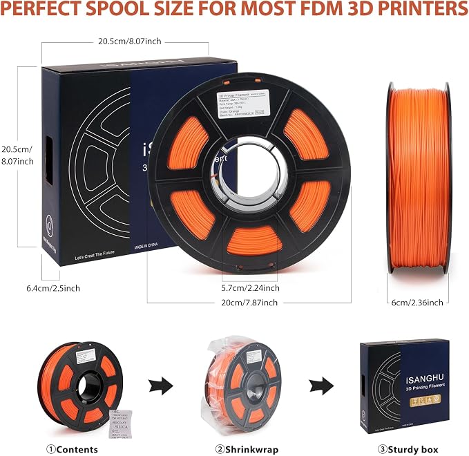 ASA Filament 1.75mm, UV/Heat Resistant/Weather Resistant ASA 3D Printer Filament, Perfect for Printing Outdoor Functional Parts, Orange Filament 1kg(2.2lbs) Spool