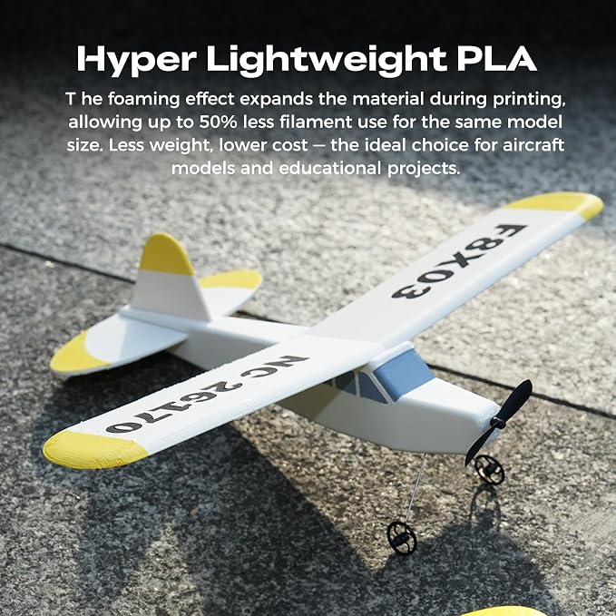 Creality Hyper Lightweight PLA Foam Filament, 1.75mm LW PLA with RFID Auto-Setup, Low-Density, Matte Finish, Easy to Paint, Ultra-Light for Aircraft & Models, 1kg Spool (White)