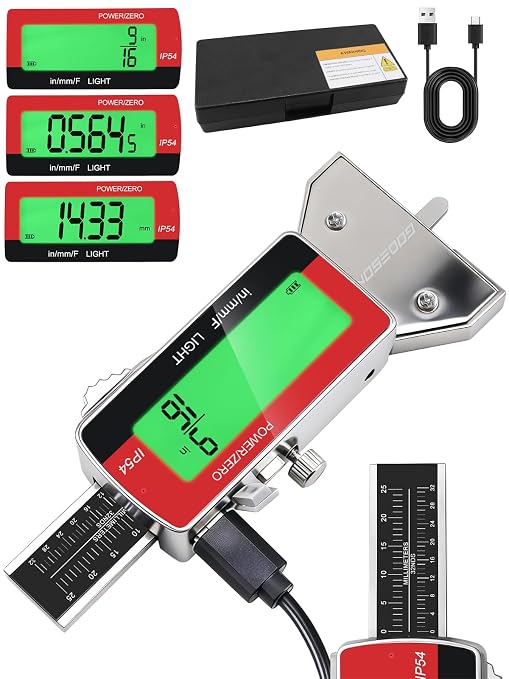GODESON Tire Tread Depth Gauge,Rechargeable Digital Tire Depth Gauge - USB-C,3-Unit Switch (mm/Decimal/Fraction Inch), Backlit LCD Display, Auto Power Off, 0-32NDS for Car/SUV/Truck Wear Measurement