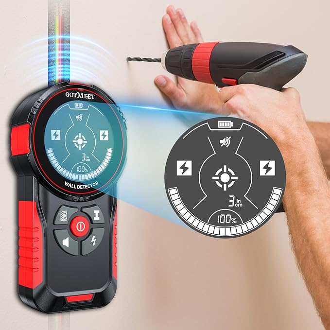 Stud Finder Wall Scanner - Rechargeable Stud Finder Tool with Smart Sensor, HD LCD Display & Audio Alarm, Electronic Stud Detector for Metal Wood AC Live Wire Studs Joist Water Pipe