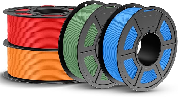 JAYO Matte PLA 3D Printer Filament 1.75mm Bundle, 4 Pack 1.1kg Spools (4.4kg Total), Matte Surface Conceals Layer Lines, Dimensional Accuracy 0.02mm (Red+Orange+Olive Green+Blue)