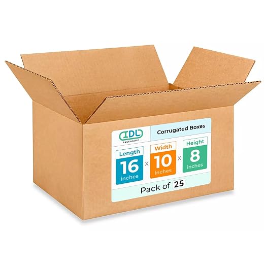 Medium Moving & Shipping Boxes 16"L x 10"W x 8"H (25-Pack) - Extra Strength 200 lb vs Regular - USA-Made Corrugated Medium Moving Boxes - Cardboard Box - Box for Shipping by IDL Packaging