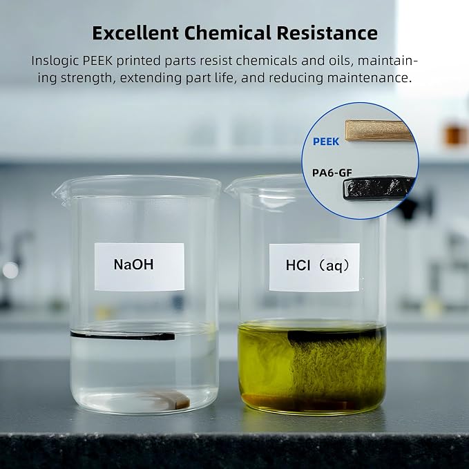 Inslogic PEEK Filament, 250g Refill High-Strength & Heat-Resistant 3D Printer Filament, UL94 V-0 Flame Retardant, Compatible with Bambu & Sunlu Spools, Natural