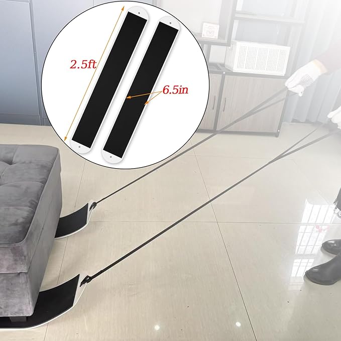 2 Set Large Furniture Sliders with Pull Strap,Appliance Moving Sliders,Heavy Duty Furniture Movers Sliders,Furniture Pull Sliders for Carpet and Hardwood Floors 2.5 feet (30" x 6.5")