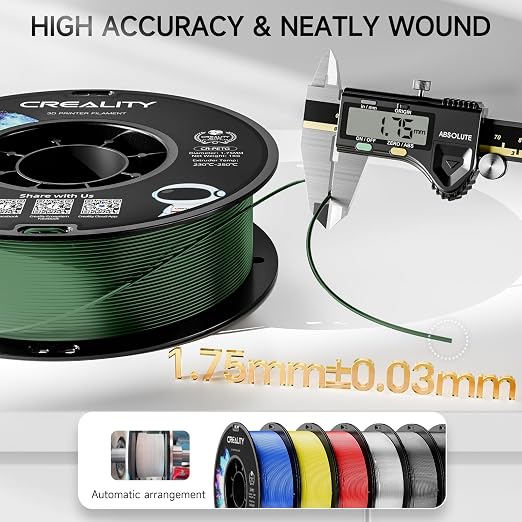 Official Creality PETG 3D Printer Filament 1.75mm 1KG (2.2lbs), High Precision Strong Toughness, Odorless Better Flow Moistureproof 3D Printing Ender Filament, Army Green