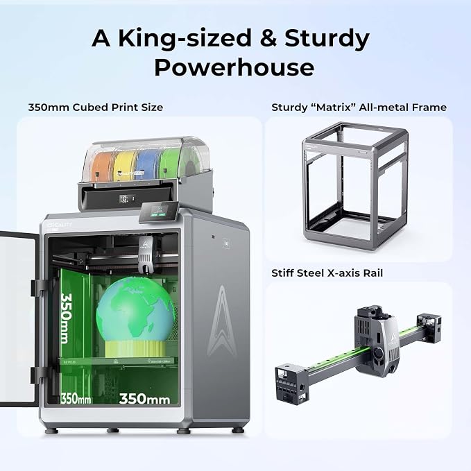 Creality K2 Plus Combo 3D Printer, Multi Color Printing with New CFS, Max 600mm/s Printing Speed, Full-auto Leveling, Next-Gen Direct Drive Extruder, Dual Al Camera, Build Volume 350 * 350 * 350mm