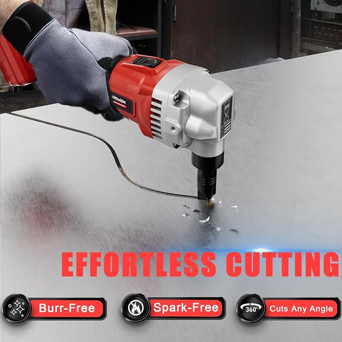MtiolHig Cordless Metal Nibbler Compatible with Milwaukee 18V Battery,18-Gauge Electric Nibbler with Assist Handle & 2 Blades, 1900RPM Brushless Metal Cutter for Stainless Steel(Tool Only)