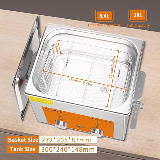 Ultrasonic Cleaner,10L 240W Industrial Sonic Cleaner with Encoded Control, Ultrasonic Engines Cleaner for Gun,Carburetors,Parts,Chain Cleaning (Including Baskets)