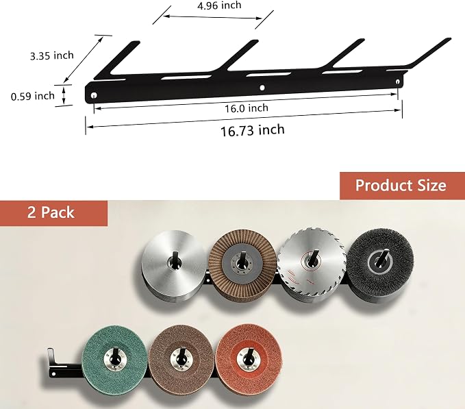 2PCS Discs Hook Rack – Wall Mount Angle Grinder Disc Holder Display Stand, Heavy Duty Storage Rack for Cutters, Polishers, Garage & Workspace Organizer