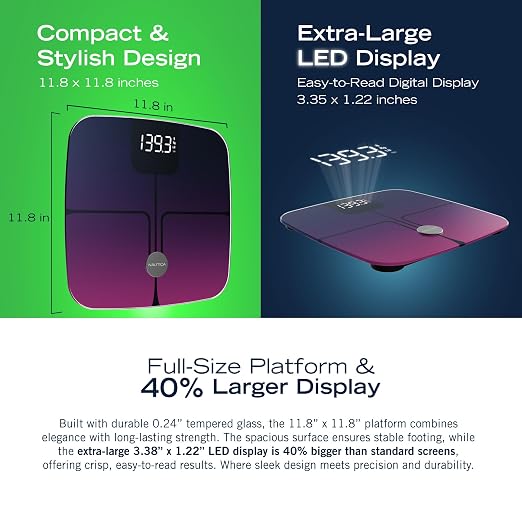 Nautica Body Tracker Digital Bathroom Scale, Bluetooth-Enabled Smart Scale with BMI, Body Fat, Muscle Mass Tracking & More, Syncs with Smartphone App for Body Composition Tracking, 440 Lbs.