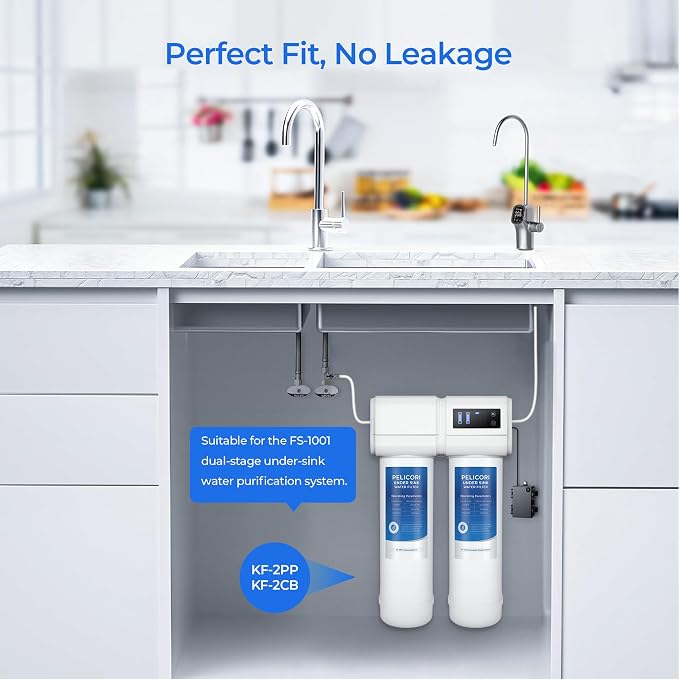 FC-101 Water Filter Cartridges Set | Replacement Filter Set Compatible with KRAUS Purita FC-101 (KF-2PP, KF-2CB) | Fit FS-1001 Dual-Stage Under-Sink Filter System