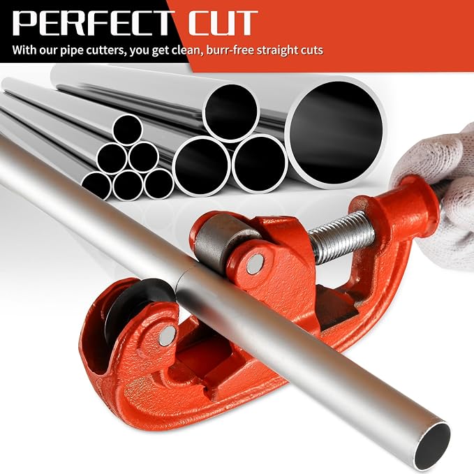 Pipe Cutter Tool 1/8-2", Heavy-duty Tubing Cutter Speed Cutting Up to Galvanized Pipe, Copper, and Iron Pipe,Professional Metal Pipe Cutter Tool With 2 additional blades
