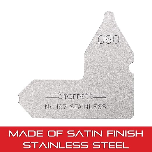Starrett Individual Radius Gage for Both Convex and Concave Radii - Ideal for Carpenters and Constructions - Stainless Steel, .060" Radius Gage, Inch Reading - 167-060