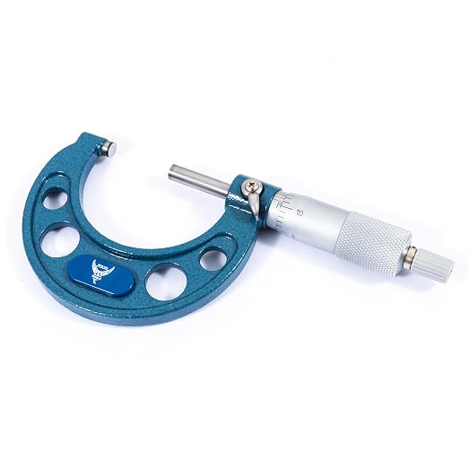 PEC Tools 1-2" Outside Micrometer | Industrial-Grade Precision Measuring Tool, Hardened Steel, High-Accuracy with Ratchet Stop, Carbide-Tipped Measuring Faces