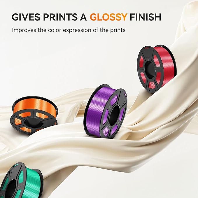 TECBEARS Silk Filament 1.75, Shiny Silk PLA Filament, 3D Printer Filament with Smooth Silky Surface, Dimensional Accuracy +/- 0.02mm, Fit Most FDM 3D Printers, Silk Gold 1KG