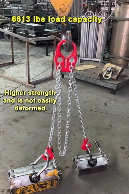 Chain Sling 6613 lbs 5/16 Inch x 10 Ft Chain Slings for Engine Hoist 2 Legs Heavy Duty Lifting Chains with Adjustable Hooks for Industrial Engine Hoist【3ton】