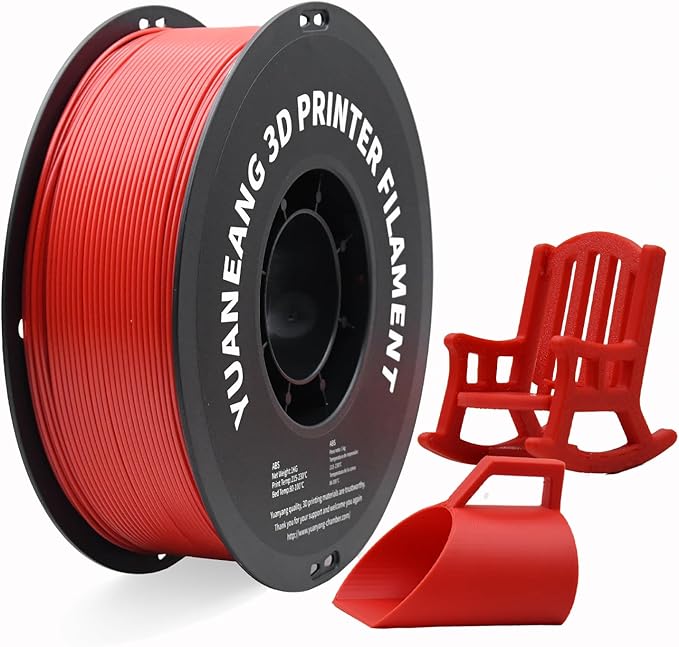ABS 3D Printer Filament 1.75mm Red, 1kg Spool, Strong & Durable ABS Material, High Heat Resistance, Low Warping, ±0.03mm Precision, Ideal for Functional Parts, Prototypes