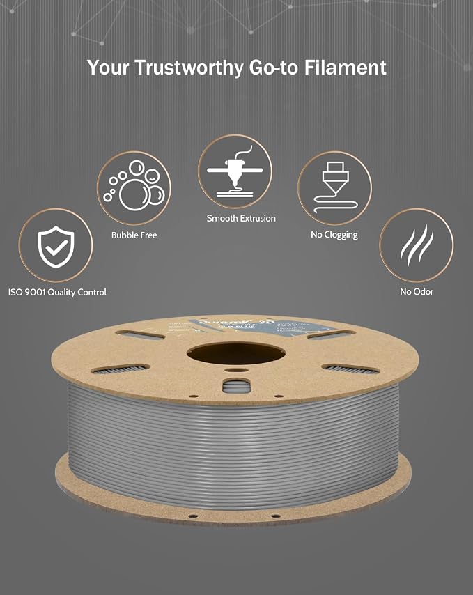 DURAMIC 3D PLA+ Printer Filament 1.75mm PLA Plus Neatly 2Kg Spool(2.2lbs) | PLA Pro Tougher and Stronger, Dimensional Accuracy Probability +/- 0.02mm Gray