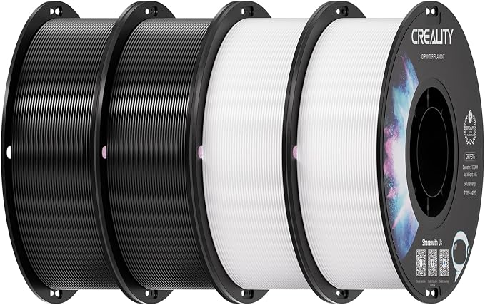 Creality 4 kg Black & White PETG Filament 1.75mm, 3D Printer Filament Bundle, Excellent Toughness High Precision, Odorless Non-Toxic Moistureproof, 4 Pack-1 kg (Black, Black, White, White)