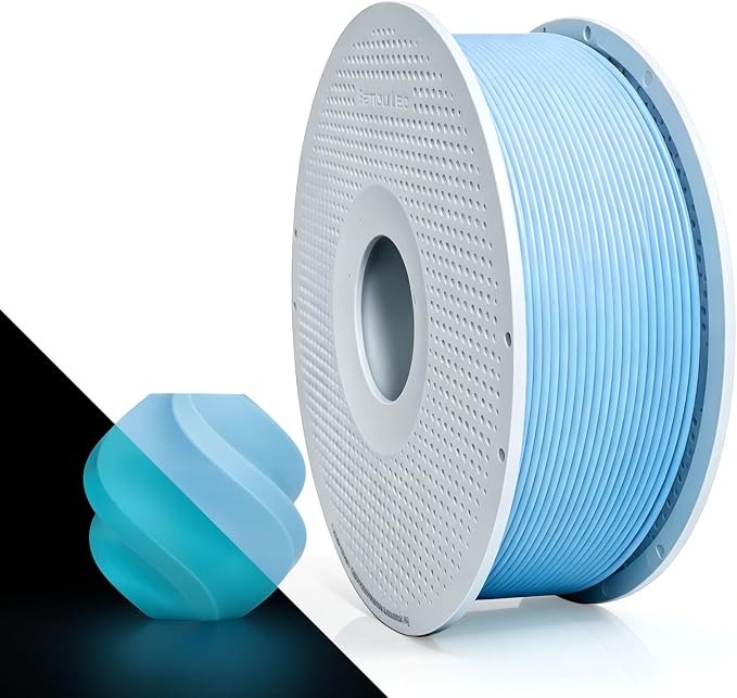 Bamboo PLA Glow Filament 1.75mm with RFID for Bambu and Most FDM 3D Printers, Glow in the Dark 3D Printing Luminous Filament Refill 1KG (2.2lbs), Reusable Spool +/- 0.03mm(Glow Blue 15600)