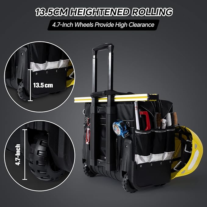 MARUTAI 18'' Rolling Tool Bag, Waterproof Tool Bag with Wheels, Portable Storage Organizer Rolling Tool Tote, fits in all cars/trucks/vans/motorcycles