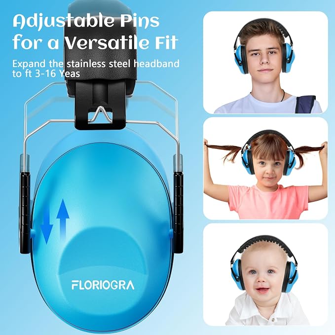 Floriogra 3 Pack Noise Canceling Headphones for Kids, Kids Ear Protection Earmuffs for Autism, Toddler, Children, Noise Cancelling Sound Proof Earmuffs/Headphones for Concerts, Air Shows, Fireworks