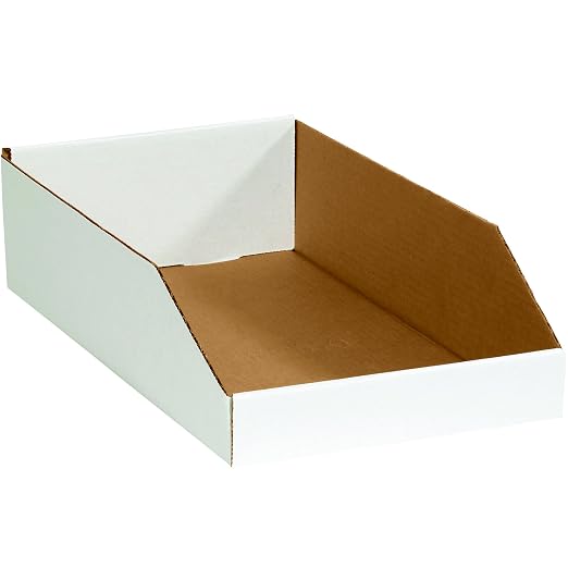 Partners Brand PBINEB1810 Open Top Bin Boxes, 10" x 18" x 4 1/2", Oyster White (Pack of 25)