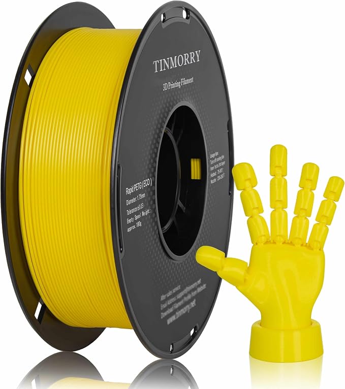 TINMORRY PETG Filament 1.75, Rapid PETG-Eco 3D Printer Filament, Compatible with Most FDM 3D Printers, 1 KG 1 Spool, Bright Yellow