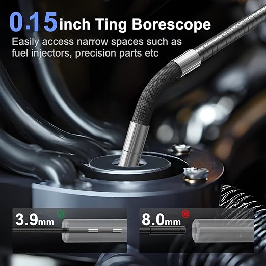 3.9mm Two-Way Articulating Borescope 7'' IPS Screen Endoscope Camera with Light 1080P Industrial Inspection Camera Ultra Thin Waterproof Snake Cam for Automotive Mechanics Wall Gadgets Tool