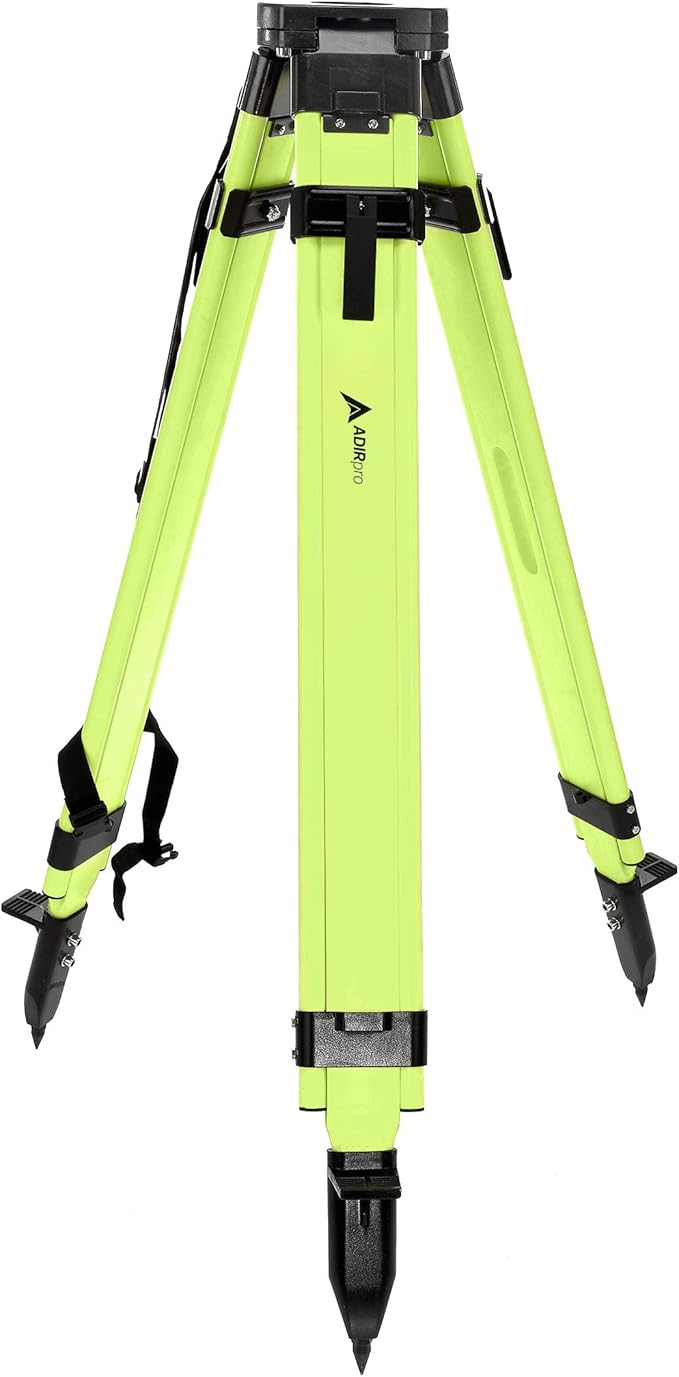 AdirPro Laser Level Tripod - Universal Heavy Duty Survey & Transit Tripod - 5/8" x 11" Thread - Quick Clamp - Aluminum Construction for Lasers & Levels (Green)