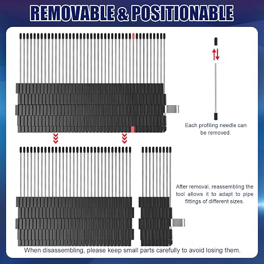 Yookeer Multi Surface Pipe Profiling Tool, 0-3" Pipe Cutting Template Multi Functional Shape Duplicator, Lightweight and Wear-Resistant Curve Fitting Tool for Tiles Floors DIY Pro Plumbing