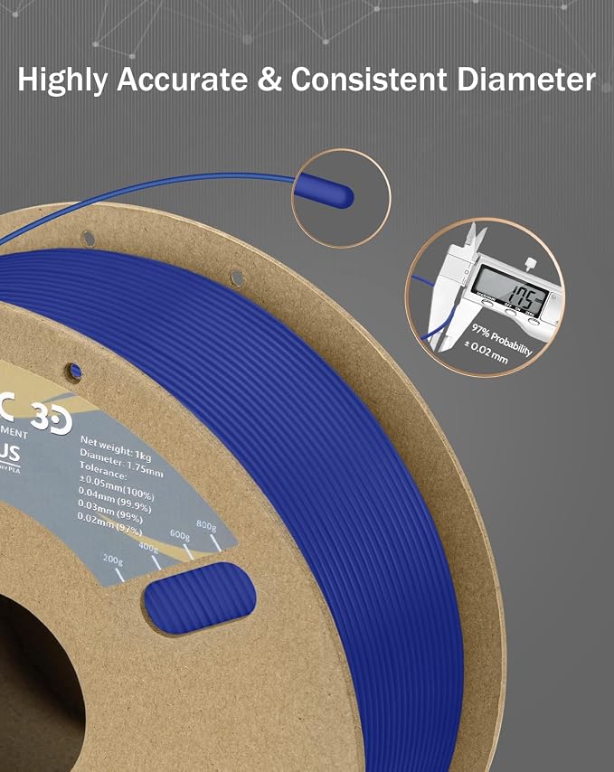 DURAMIC 3D PLA+ Printer Filament 1.75mm PLA Plus Neatly 2Kg Spool(2.2lbs) | PLA Pro Tougher and Stronger, Dimensional Accuracy Probability +/- 0.02mm Space Blue