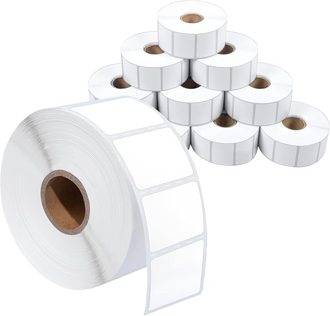 Spartan Industrial - 1.25" X 1" Direct Thermal Labels (13000 Count, 10 Rolls) - Barcode Stickers, SKU Labels, Product Identification - Compatible with Zebra Desktop Printers, NOT Rollo Compatible