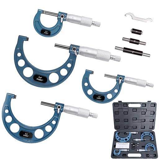 HDLNKAK Outside Micrometer Set 0-4" +Dial Indicator Bore Gauges 2"-6"/0.001" Extender Dial Bore Gauges, Cylinder Bore Gauges Measurement, Bore Gauge Set Ensuring Precision for Machinist