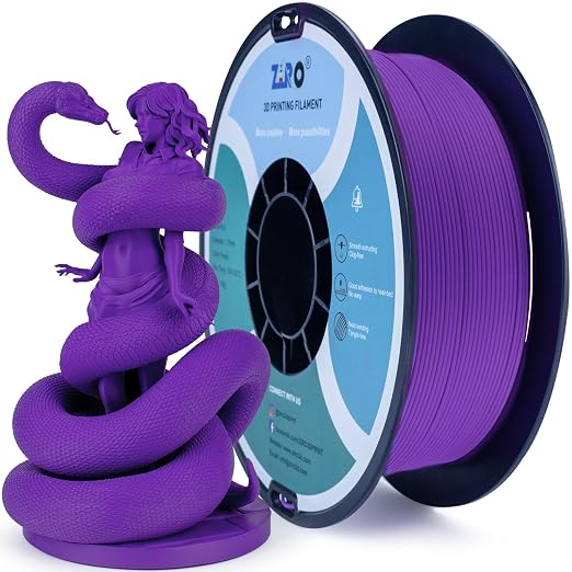 ZIRO Matte PLA Filament 1.75mm, Pure Color No-Shine 3D Printer Filament, High Toughness 3D Printing Material, Dimensional Accuracy +/- 0.03mm, Military Purple (Matte)