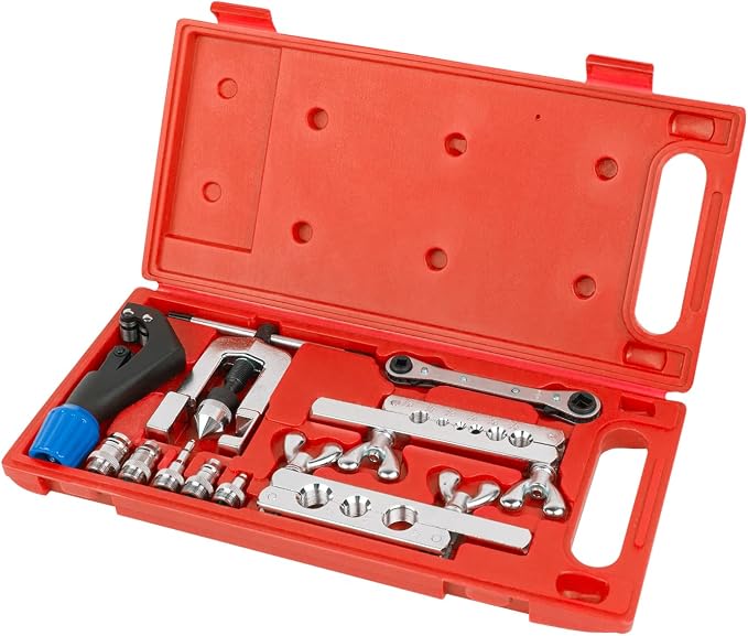 Wostore Flaring Swage Tool Kit for Copper Plastic Aluminum Pipe With Tubing Cutter & Ratchet Wrench