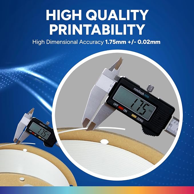OVERTURE PLA Plus (PLA+) Filament 1.75mm, Stronger & More Durable, Professional Toughness 3D Printer Filament 1kg (2.2lbs), High Precision +/- 0.02mm, Tangle-Free (White)