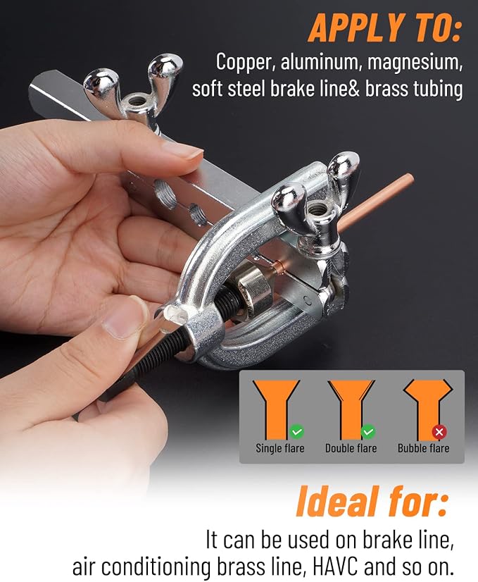 25 ft 3/16 Copper Coated Brake Line Kit (Includes 16 Fittings and 4 Unions Brake Line Fittings) + Double & Single Flaring Tool Kit