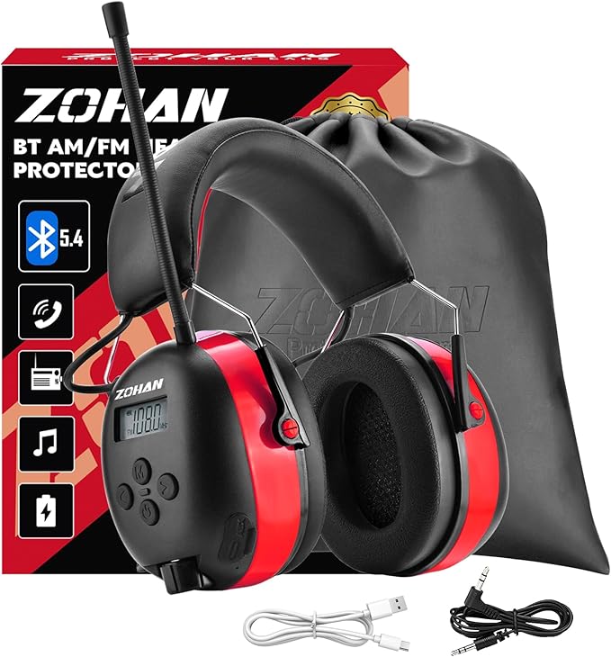 ZOHAN AM/FM Radio Headphone with Digital Display,Ear Protection Noise Reduction Earmuffs,Comfortable Hearing Protector