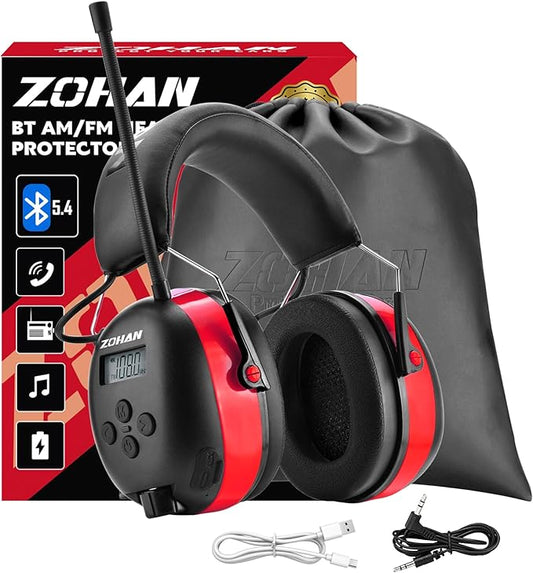 ZOHAN AM/FM Radio Headphone with Digital Display,Ear Protection Noise Reduction Earmuffs,Comfortable Hearing Protector