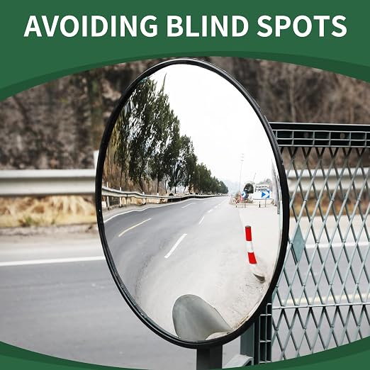 BESEA 24" Convex Traffic Mirror (2-Pack) - Wide Angle Blind Spot Safety Mirror for Driveway & Garage - Weatherproof Outdoor Security Mirror for Parking Lot & Street with Adjustable Bracket